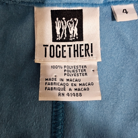 Together Vintage Aqua Velour Button down 80s Maxi Dress Excellent Condition SZ 4 - Picture 9 of 12